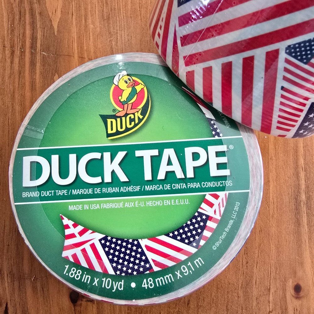2 New Rolls Duck Brand Duct Tape Patriotic 1.88 Inch X 10 Yd Each Roll